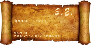 Sporer Ervin névjegykártya